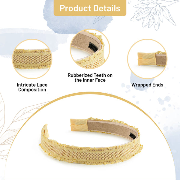 Halo Luxe Mae Lattice Lace Headband - Lemon