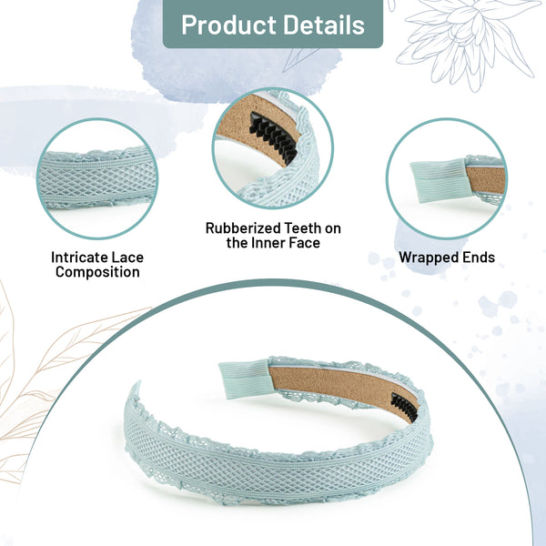 Halo Luxe Mae Lattice Lace Headband - Powder Blue