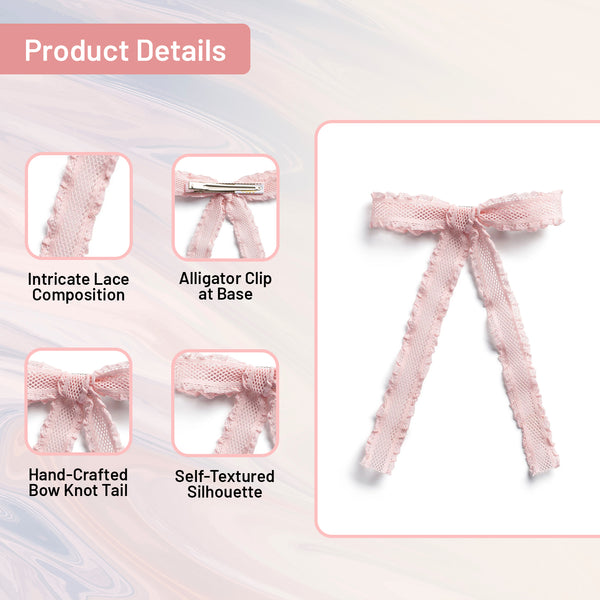 Halo Luxe Mae Lattice Lace Long Tail Clip - Ballet Slipper