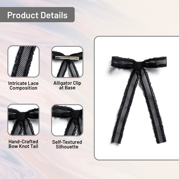 Halo Luxe Mae Lattice Lace Long Tail Clip - Black