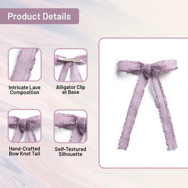 Halo Luxe Mae Lattice Lace Long Tail Clip - Lavender