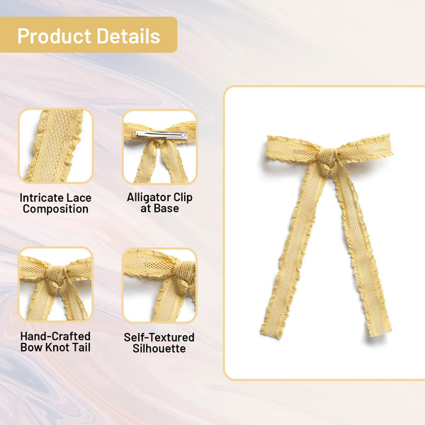 Halo Luxe Mae Lattice Lace Long Tail Clip - Lemon