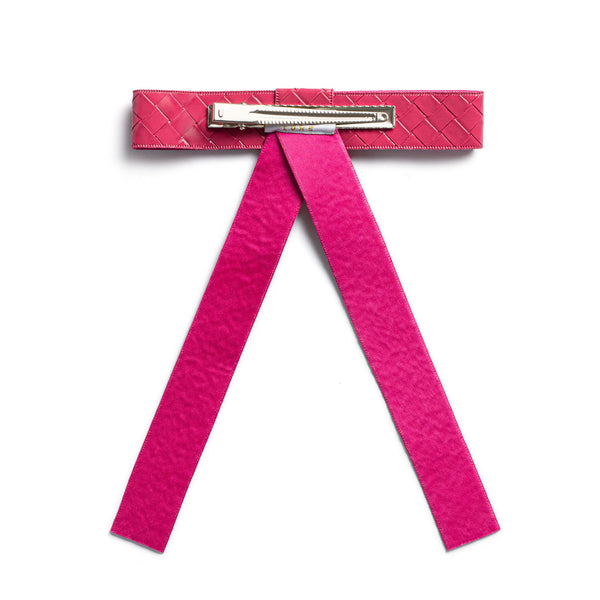 Halo Luxe Poppy Braided Woven Patent Clip - Rose