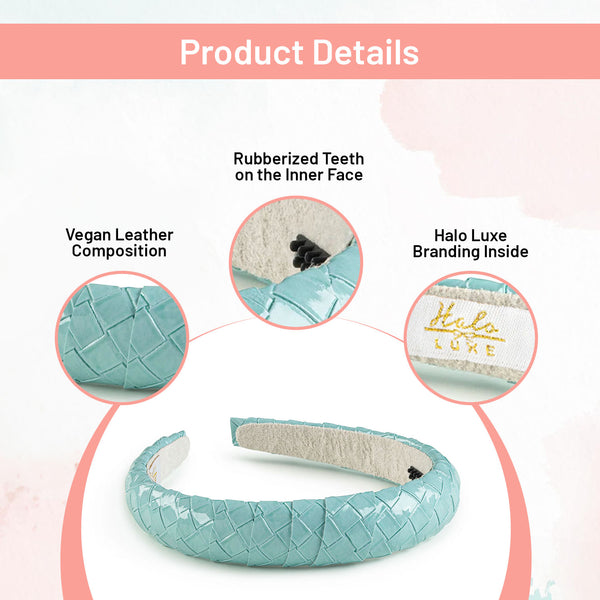 Halo Luxe Poppy Braided Woven Patent Headband - Powder Blue