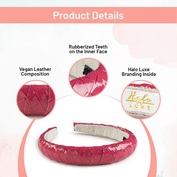 Halo Luxe Poppy Braided Woven Patent Headband - Rose
