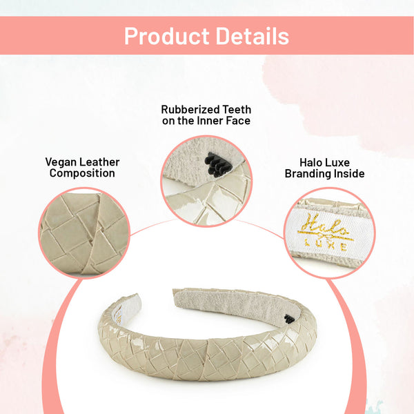 Halo Luxe Poppy Braided Woven Patent Headband - Sand