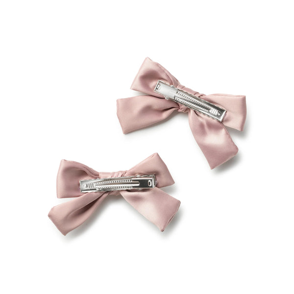Halo Luxe Rosa Vintage Satin Double Bow Clips - Mauve