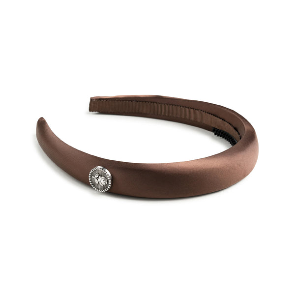 Halo Luxe Rosa Vintage Satin Headband - Chocolate