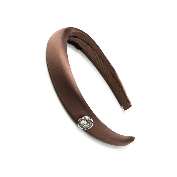 Halo Luxe Rosa Vintage Satin Headband - Chocolate