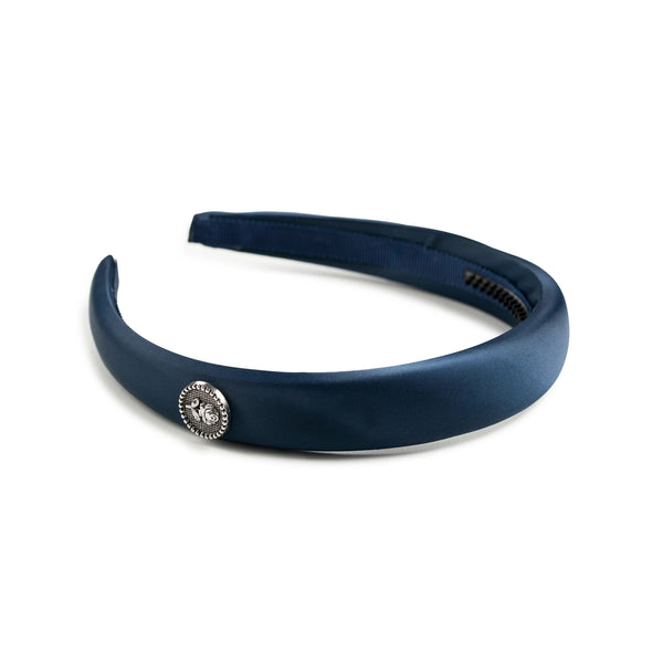 Halo Luxe Rosa Vintage Satin Headband - Navy