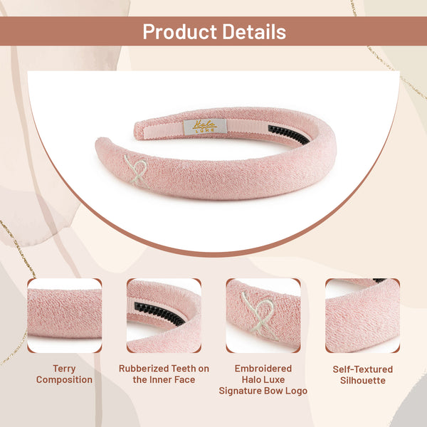 Halo Luxe Signature Terry Logo Headband - Ballet Slipper