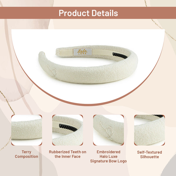 Halo Luxe Signature Terry Logo Headband - Ivory