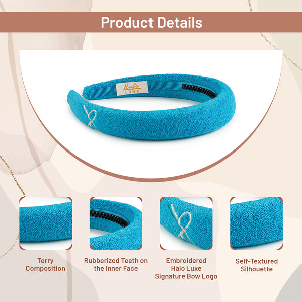 Halo Luxe Signature Terry Logo Headband - Teal