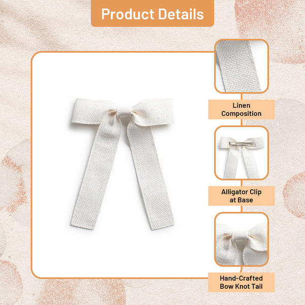 Halo Luxe Tabitha Luxe Linen Long Tail Clip - Ivory