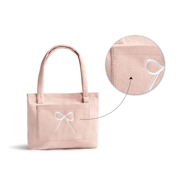 Halo Luxe Bow Logo Terry Resort Tote Bag - Rose
