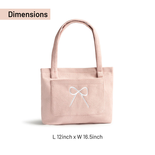 Halo Luxe Bow Logo Terry Resort Tote Bag - Rose