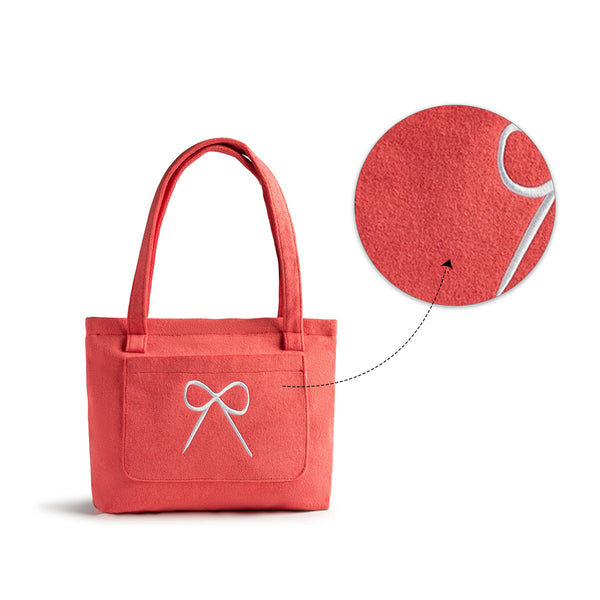 Halo Luxe Bow Logo Terry Resort Tote Bag - Strawberry