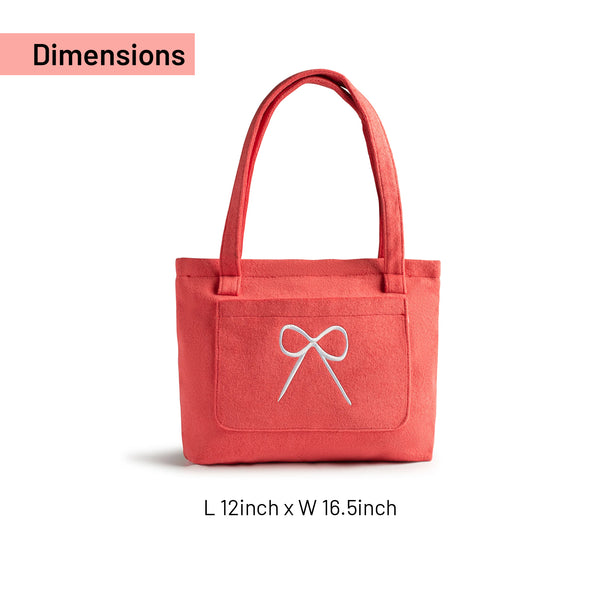 Halo Luxe Bow Logo Terry Resort Tote Bag - Strawberry