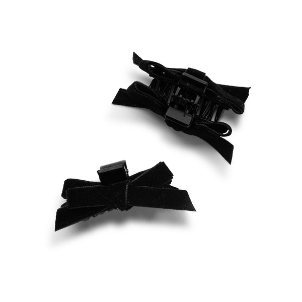 Halo Luxe Laura Velvet Bow Mini Claw Clip Set - Black