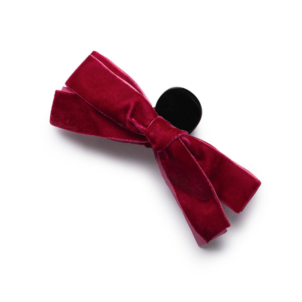 Halo Luxe Laura Velvet Bow Large Claw Clip - Wine