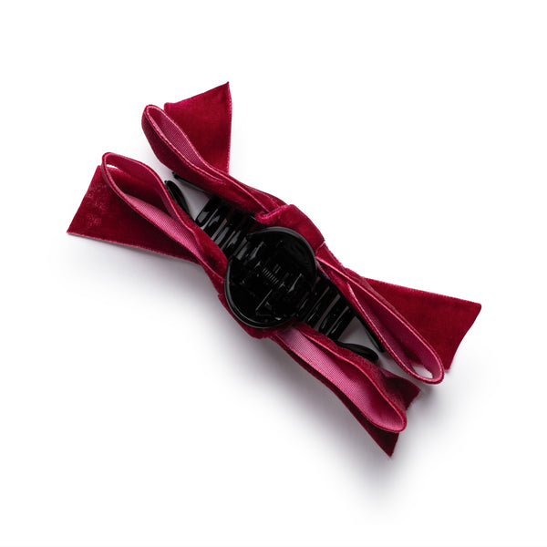 Halo Luxe Laura Velvet Bow Large Claw Clip - Wine
