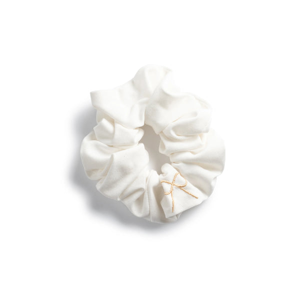 Halo Luxe Marshmallow Signature Bow Logo Scrunchie - White