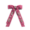 Rock Candy Rhinestone Embellished Satin Bow Clip - Raspberry