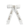 Rock Candy Rhinestone Embellished Satin Bow Clip - White