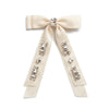 Rock Candy Rhinestone Embellished Satin Bow Clip - Ivory