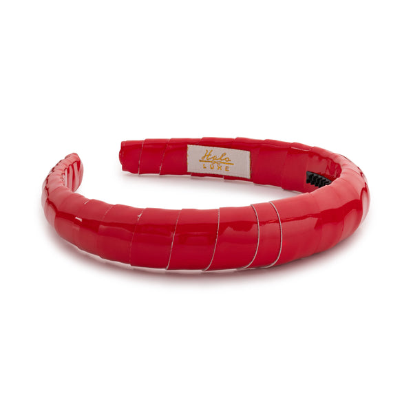 Halo Luxe Taffy Patent Leather Padded Wrapped Headband - Red