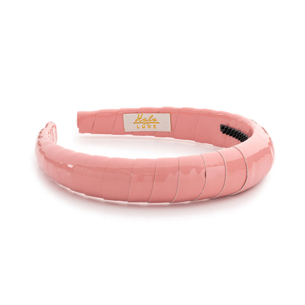 Halo Luxe Taffy Patent Leather Padded Wrapped Headband - Coral