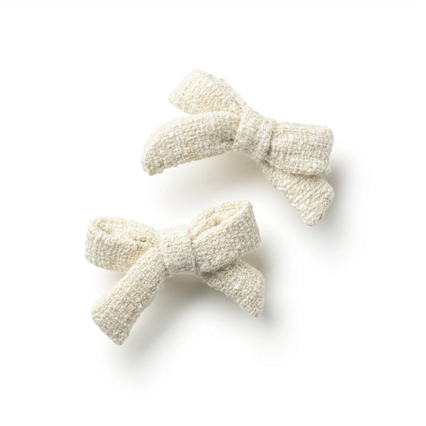 Halo Luxe Clara Tweed Double Clip Set - Ecru
