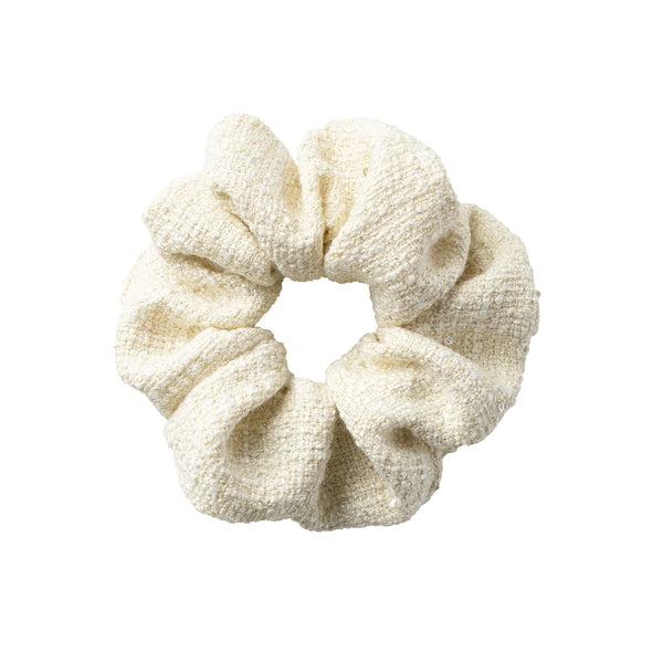Halo Luxe Clara Tweed Scrunchie - Ecru