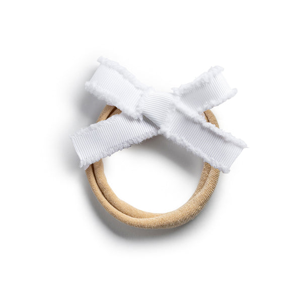 Halo Luxe Dahlia Deconstructed Grosgrain Ribbon Baby Band - White