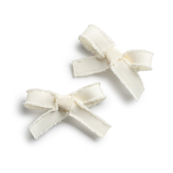 Halo Luxe Dahlia Deconstructed Grosgrain Ribbon Double Clip Set - Ivory