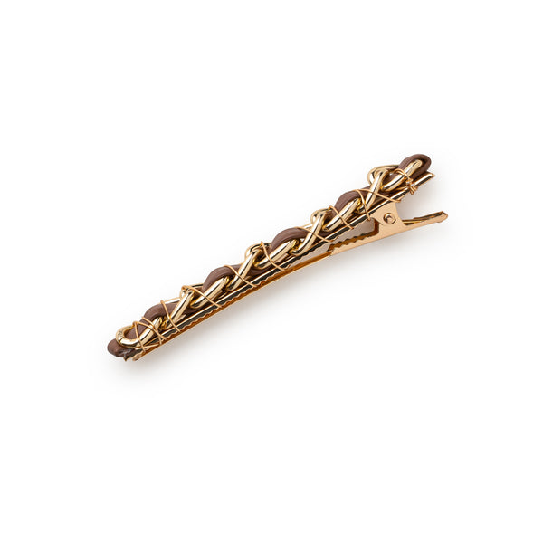 Halo Luxe Coco Gold Chain Clip - Chocolate