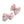 Load image into Gallery viewer, A set of two pink lace hair clips with a bow design, on a white background.