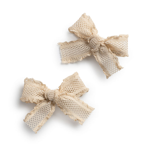 Halo Luxe Mae Lattice Lace Double Clip Set - Sand