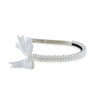 Halo Luxe Molly Double Strand Pearl Grosgrain Bow Headband - White