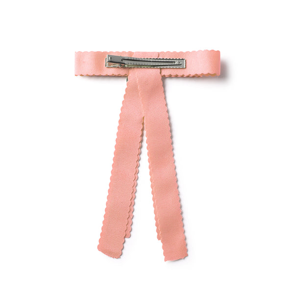 Ava scalloped long tailed clip coral - Halo Luxe