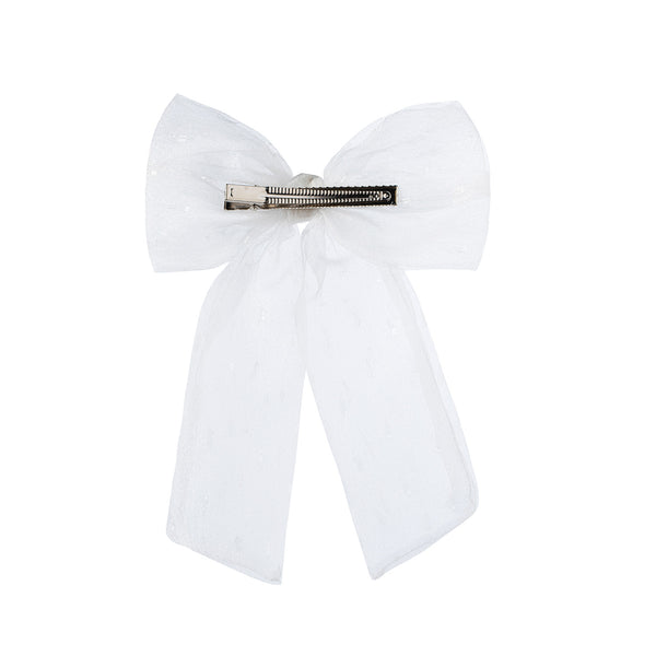 Halo Luxe Emma Organza Long Tail Clip - White