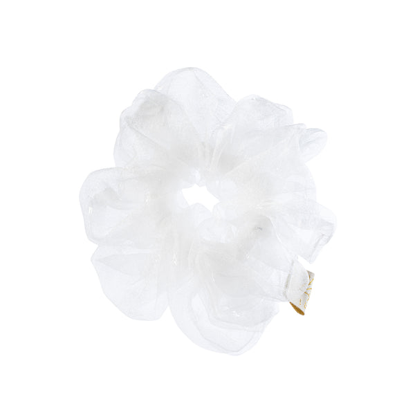 Halo Luxe's organza scrunchie in color white