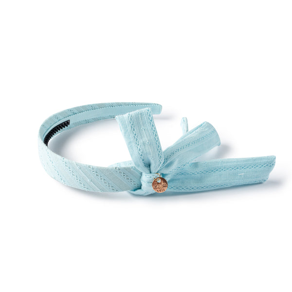 Forever eyelet side bow headband powder blue - Halo Luxe