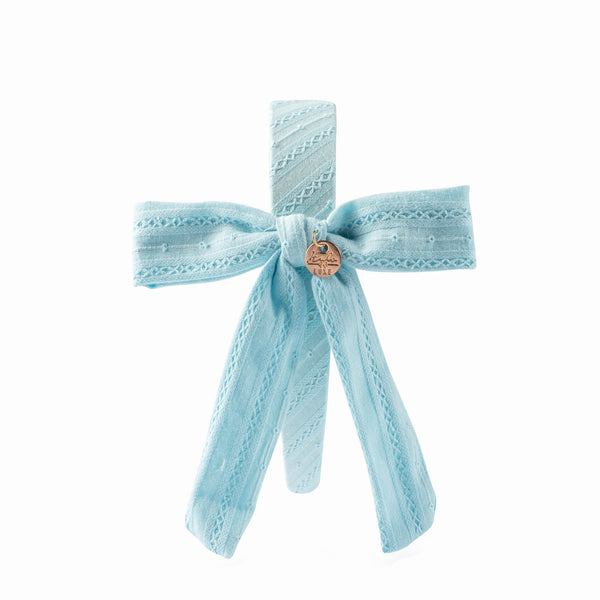 Forever eyelet side bow headband powder blue - Halo Luxe
