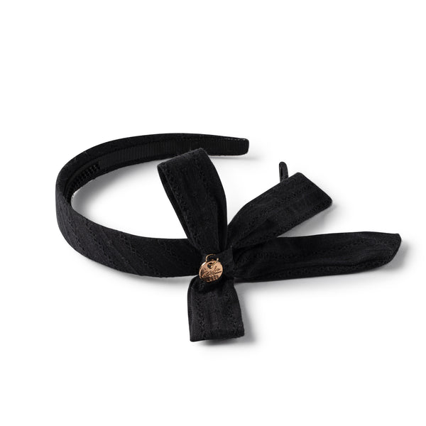Forever eyelet side bow headband black - Halo Luxe