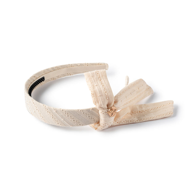 Forever eyelet side bow headband cream - Halo Luxe