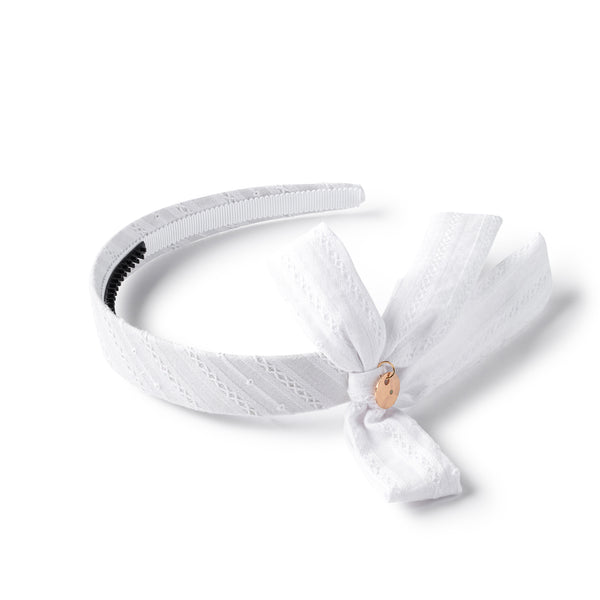 Forever eylet side bow headband white - Halo Luxe