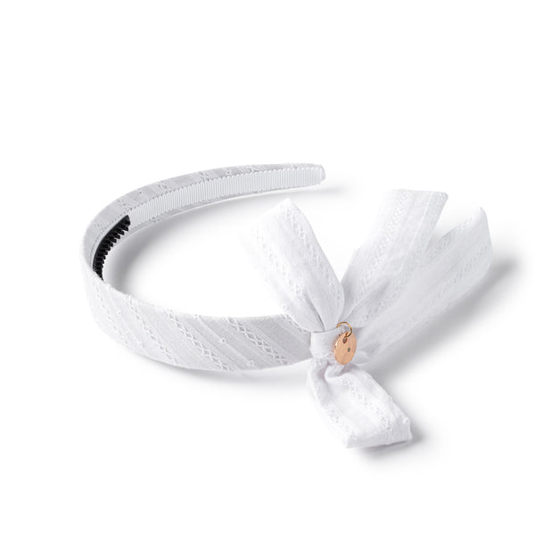 Forever eyelet side bow headband white - Halo Luxe