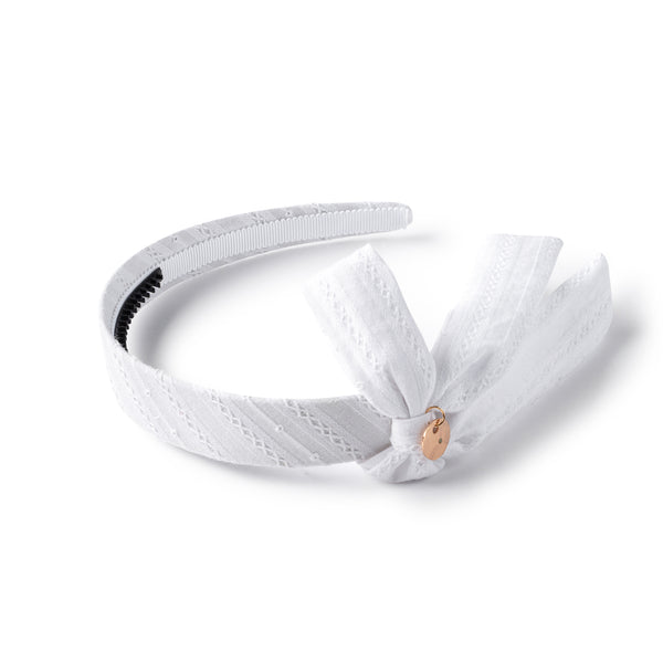 Forever eyelet side bow headband white - Halo Luxe