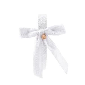 Forever eyelet side bow headband white - Halo Luxe
